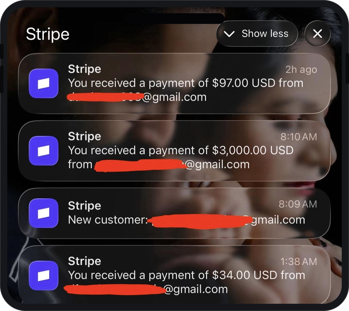 Stripe payment received